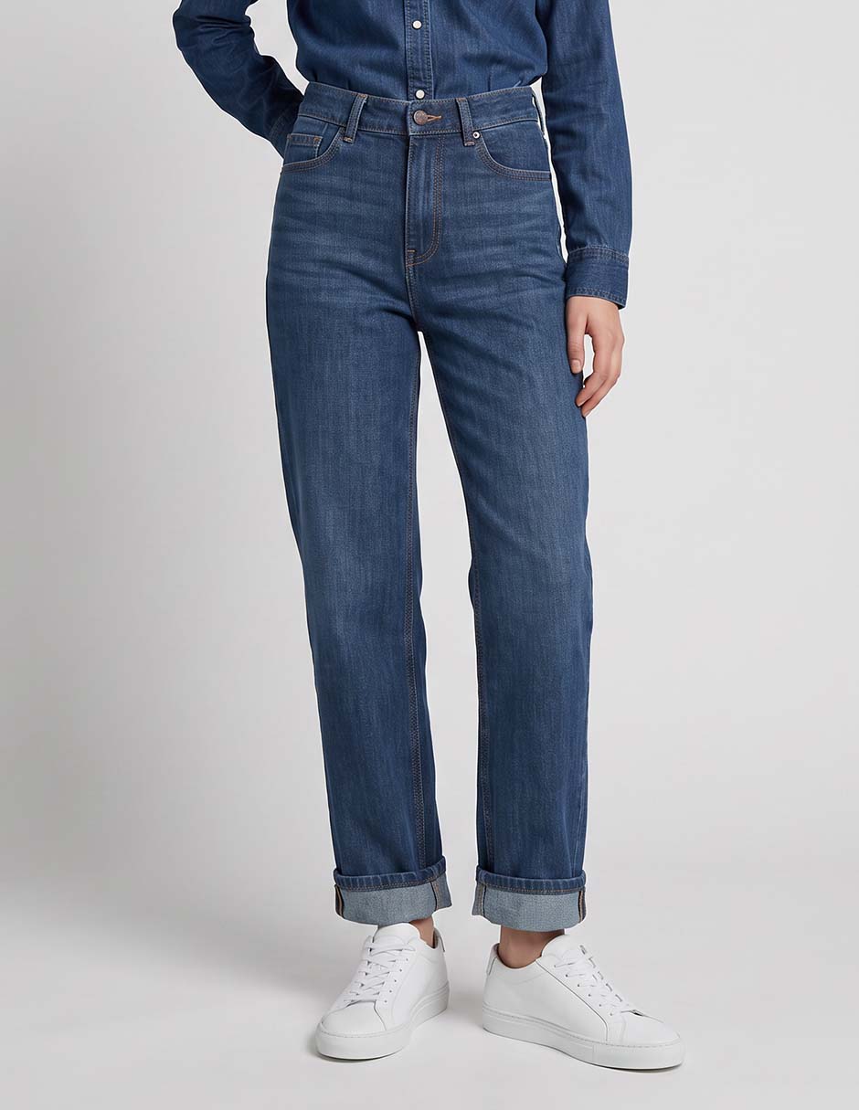 Jeans straight a la cintura para mujer Jeans straight a la cintura para mujer