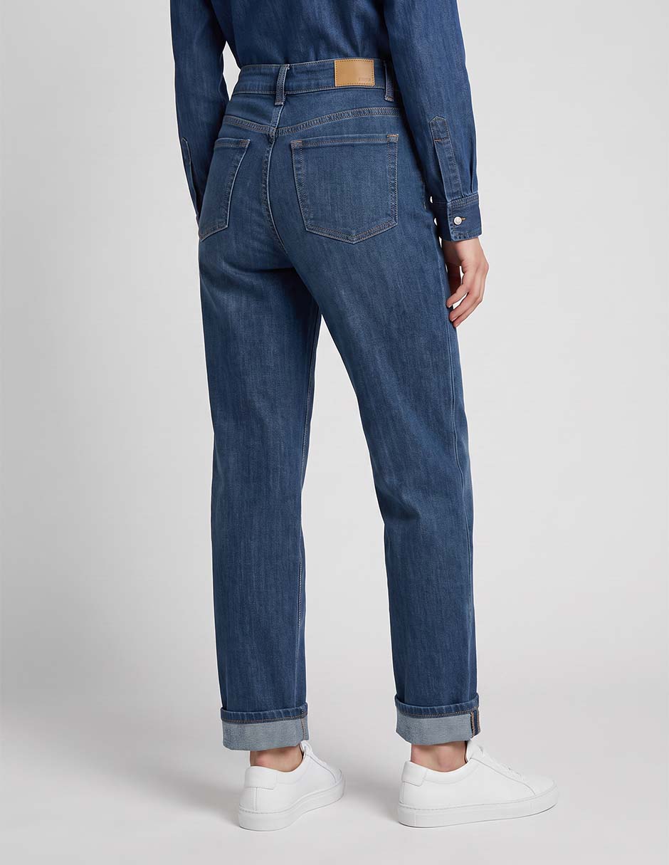 Jeans straight a la cintura para mujer 2