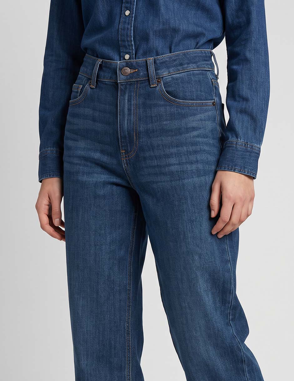 Jeans straight a la cintura para mujer 3