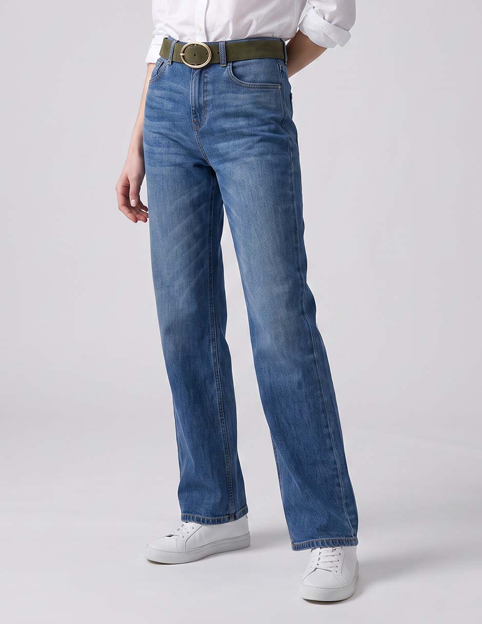 Jeans straight a la cintura para mujer Jeans straight a la cintura para mujer