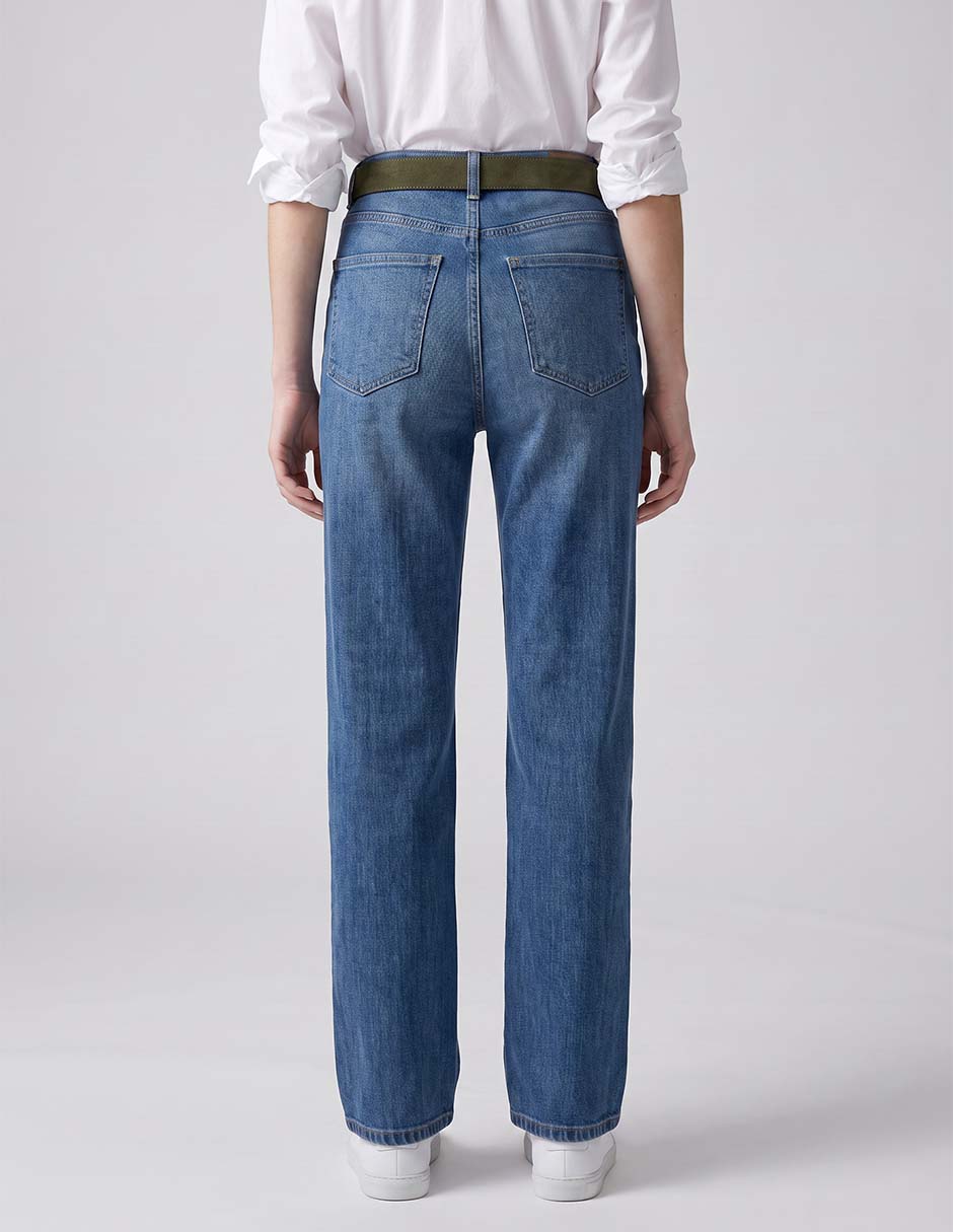 Jeans straight a la cintura para mujer 2