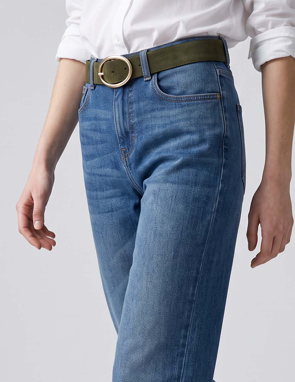 Jeans straight a la cintura para mujer 3