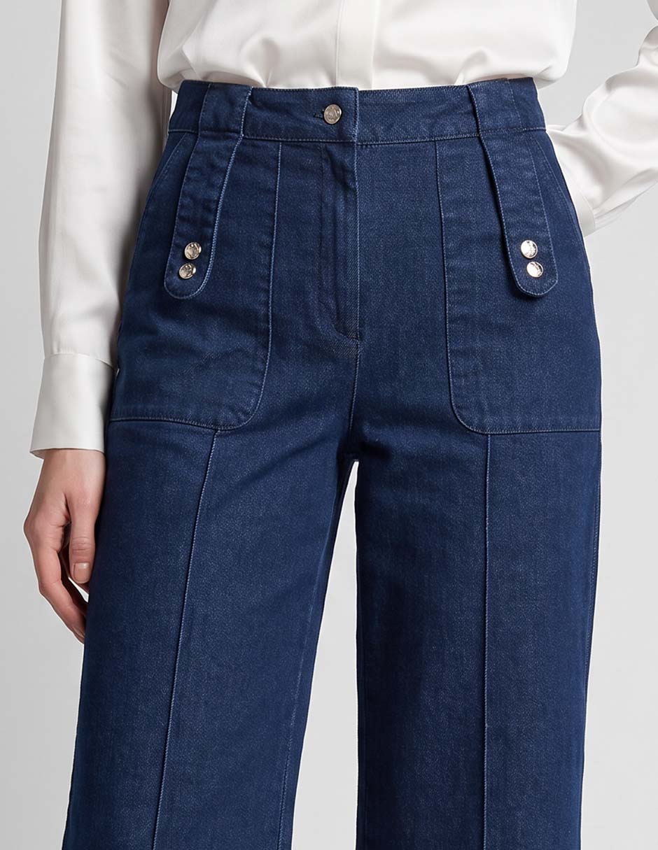 Jeans wide leg a la cintura para mujer 3