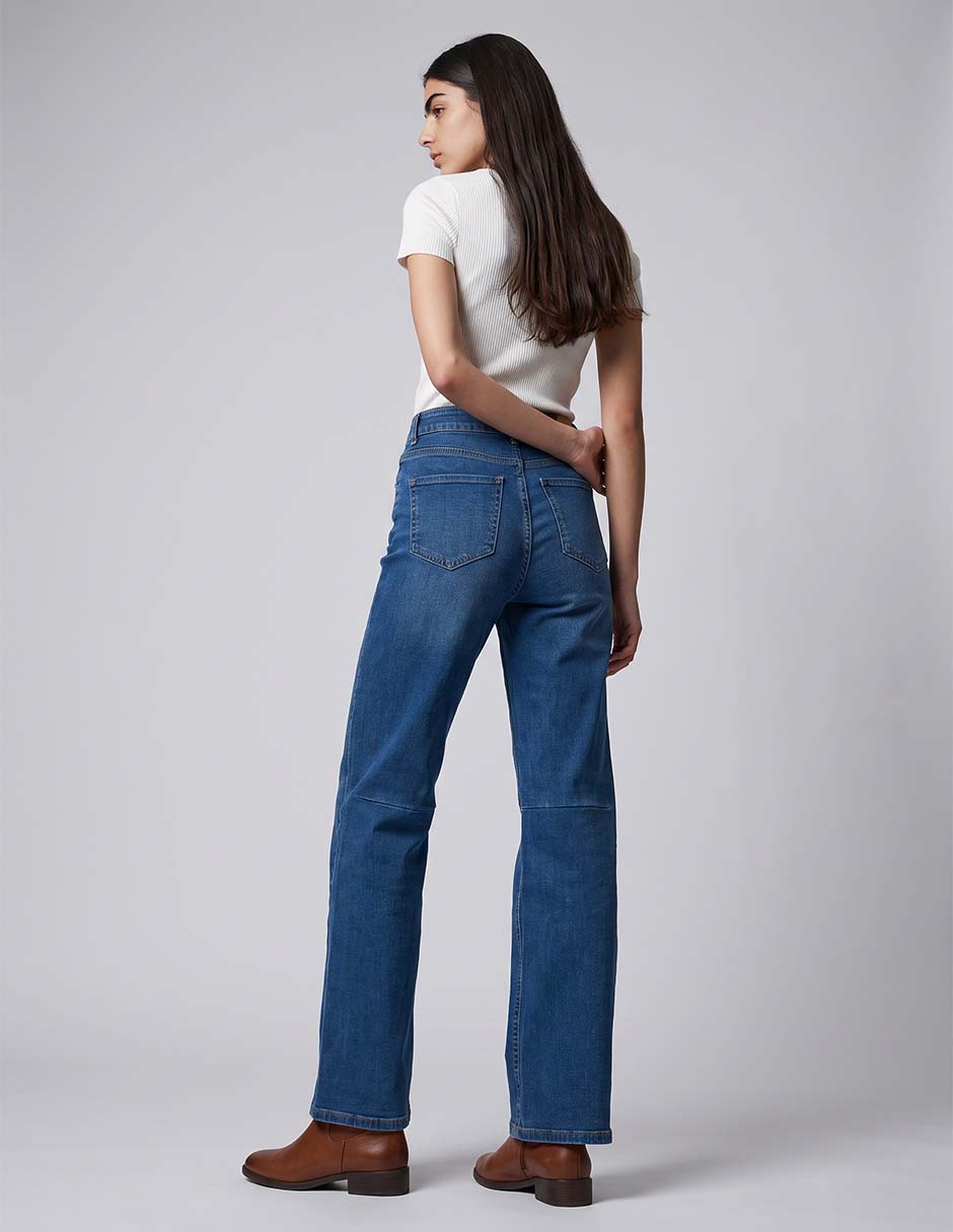 Jeans straight corte cintura para mujer 5