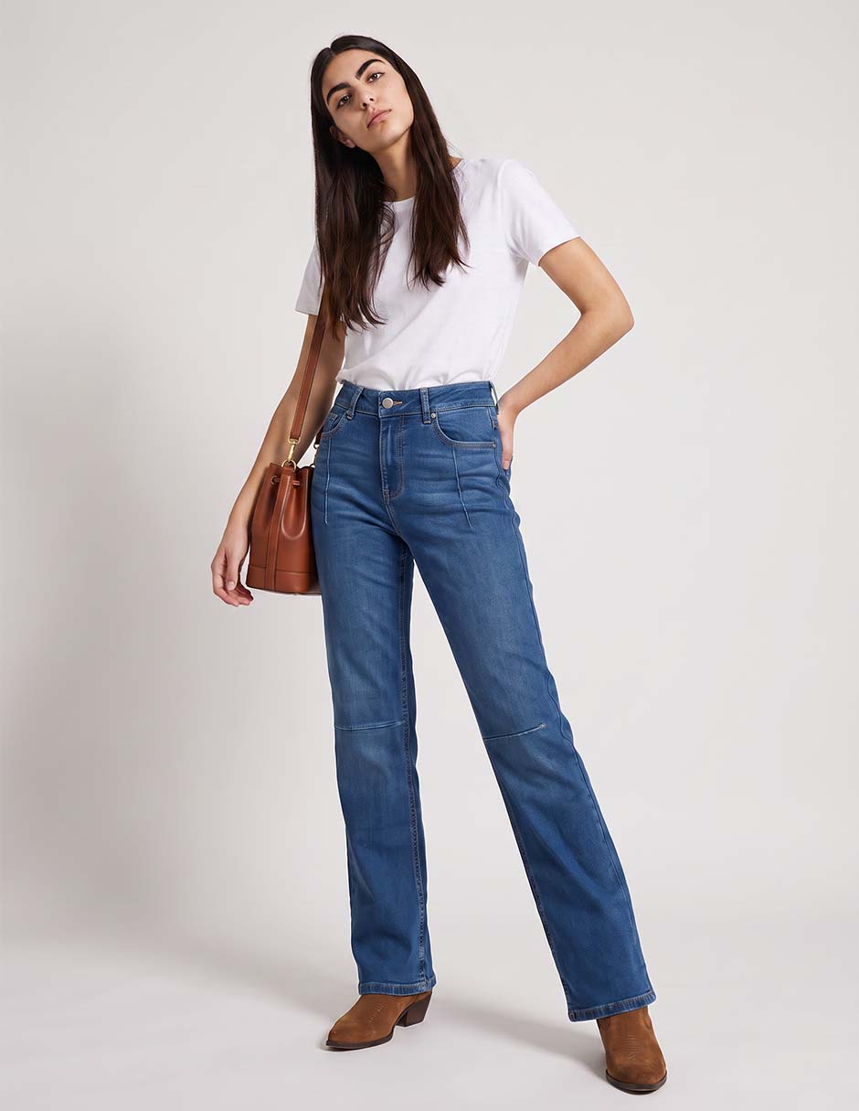 Jeans straight corte cintura para mujer 4