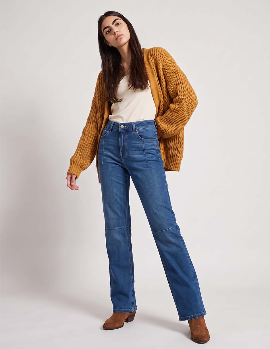 Jeans straight corte cintura para mujer 2