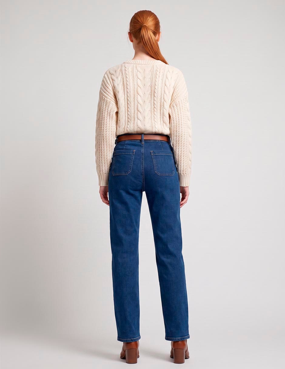 Jeans straight a la cintura para mujer 3