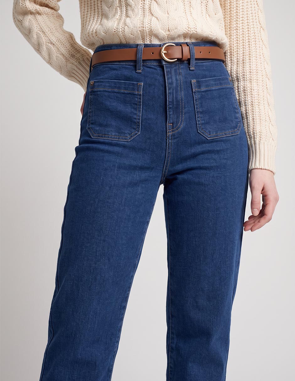 Jeans straight a la cintura para mujer 2