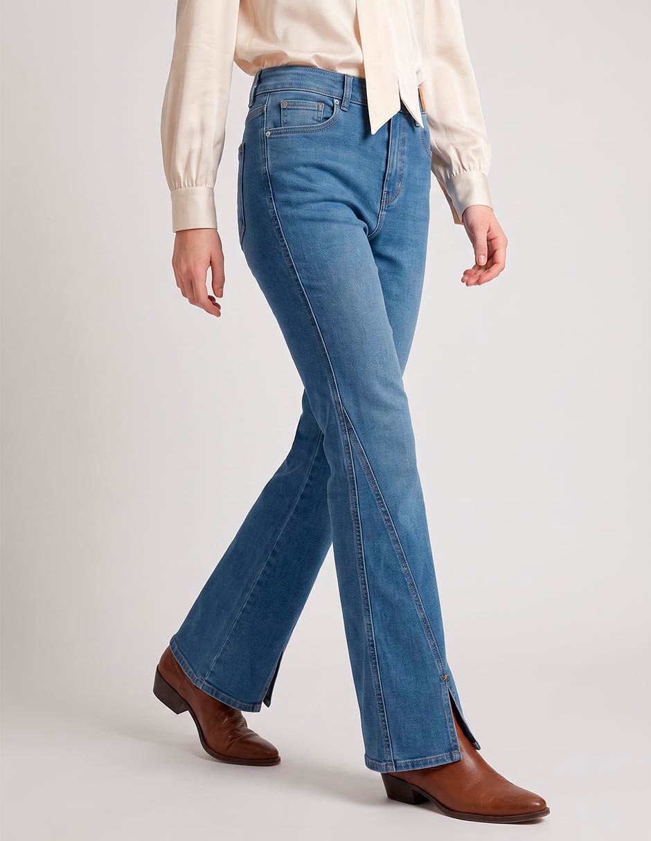 Jeans flare a la cintura para mujer 2