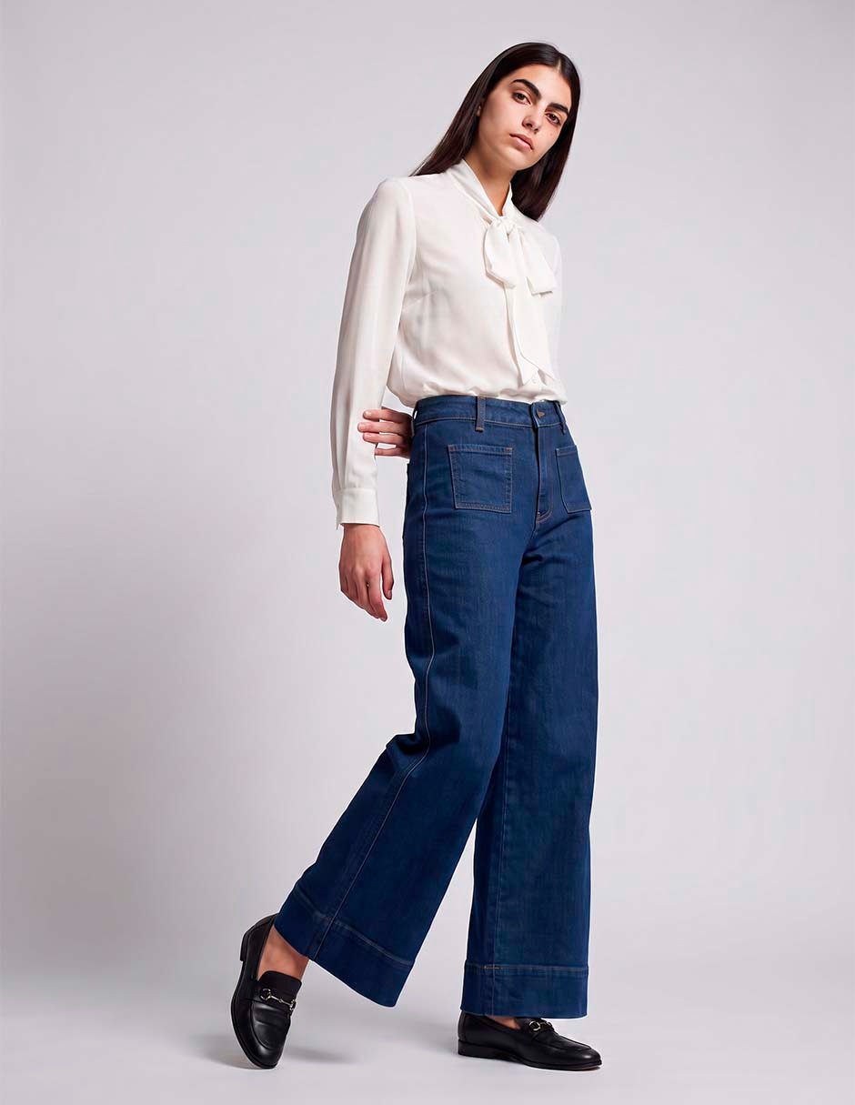 Jeans relaxed wide leg para mujer