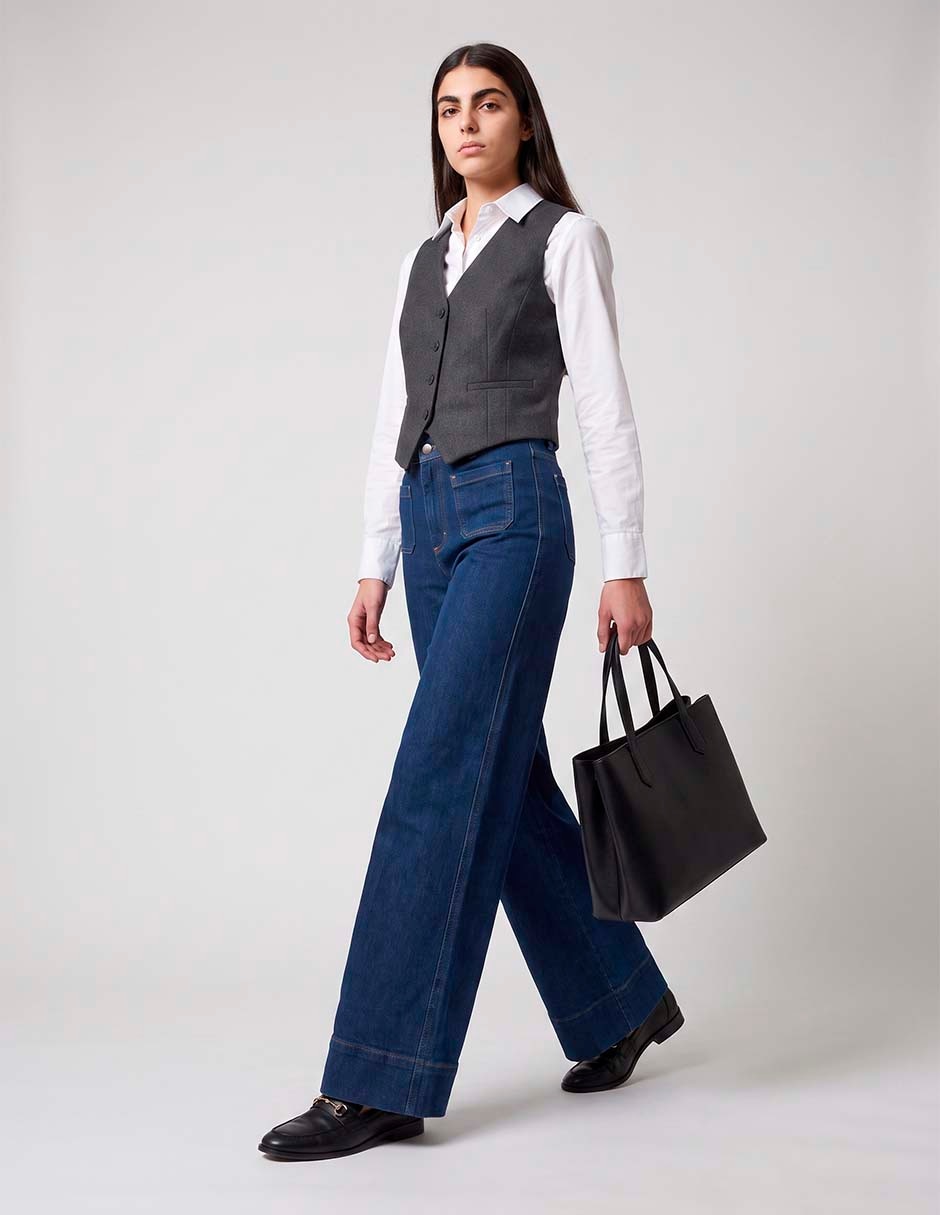Jeans relaxed wide leg para mujer 2