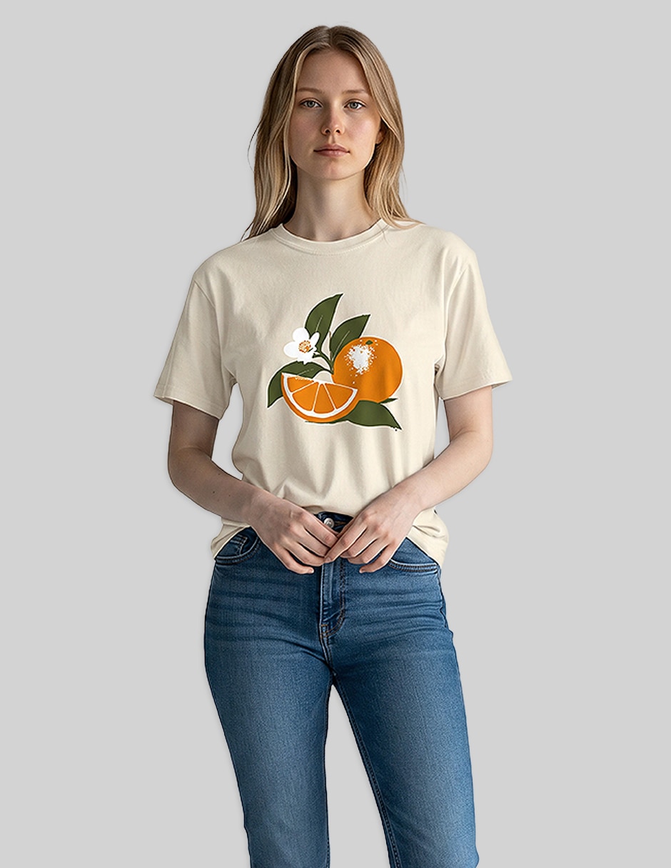 Playera manga corta cuello redondo para mujer
