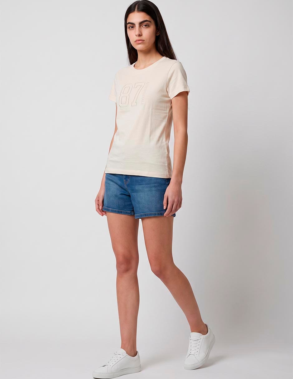 Playera manga corta cuello redondo para mujer