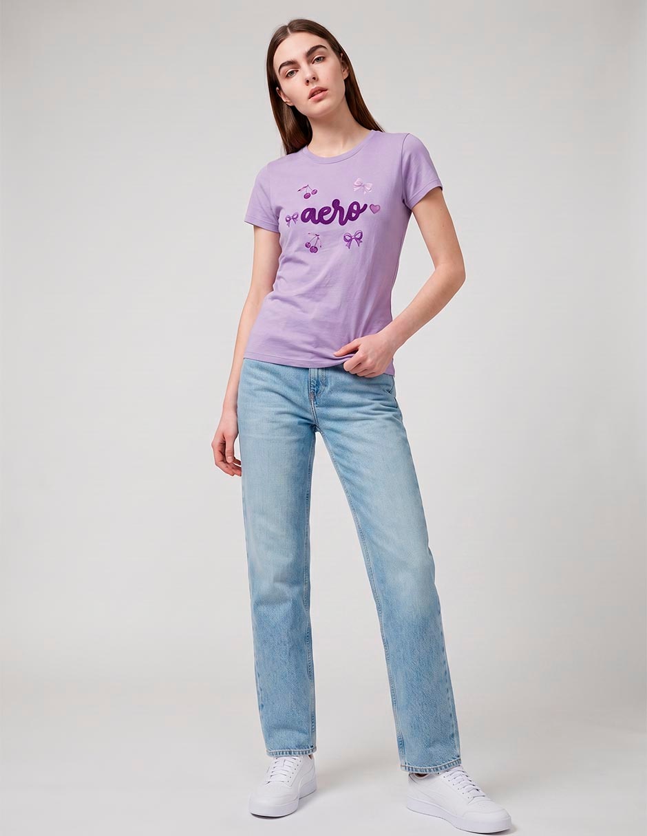 Playera manga corta cuello redondo para mujer