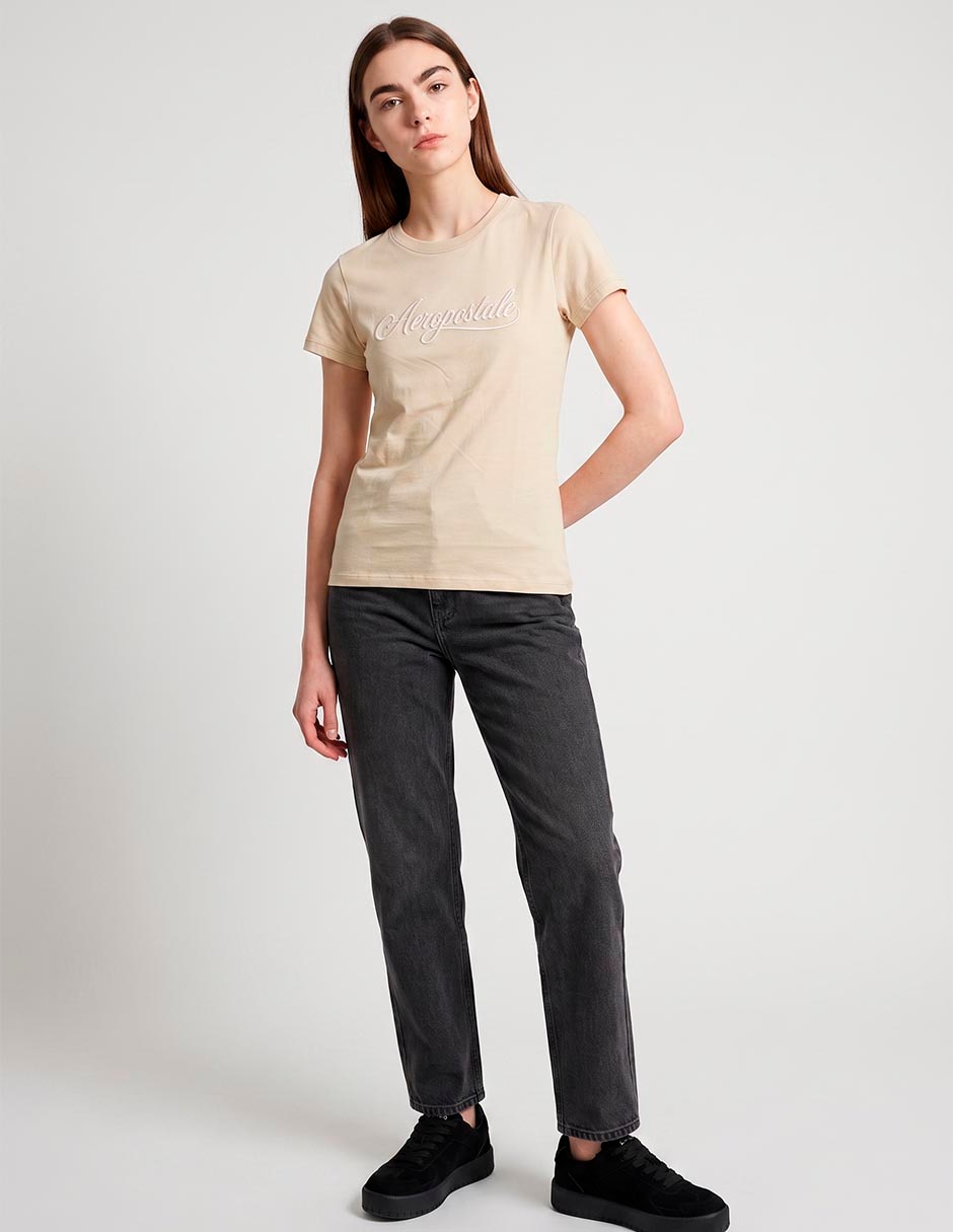 Playera manga corta cuello redondo para mujer