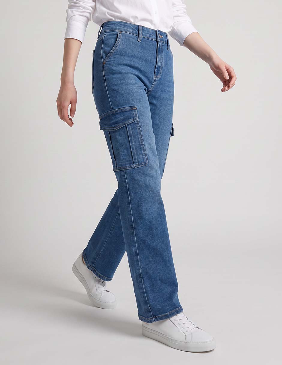 Jeans cargo straight Aéropostale corte cintura para mujer