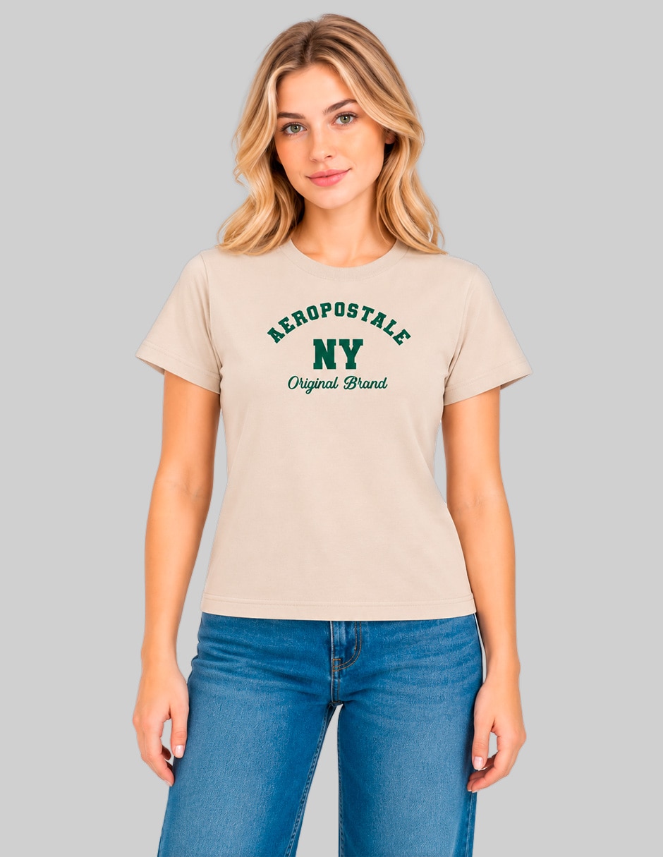 Playera manga corta cuello redondo para mujer