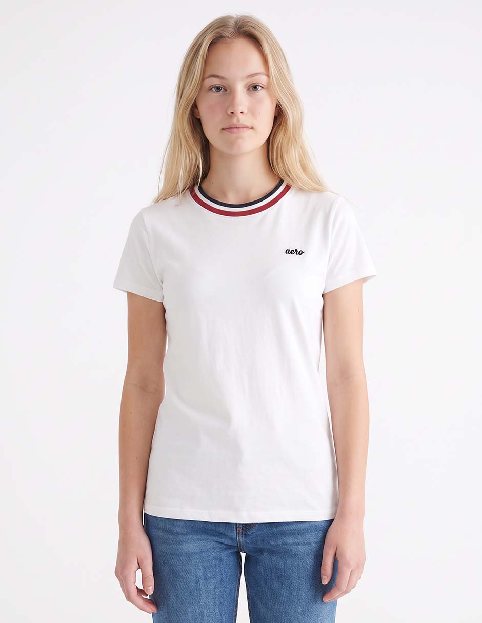 Playera manga corta cuello redondo para mujer