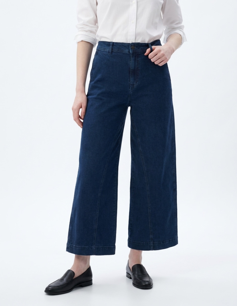 Jeans wide leg cintura alta AEROD-310 para mujer Jeans wide leg cintura alta AEROD-310 para mujer