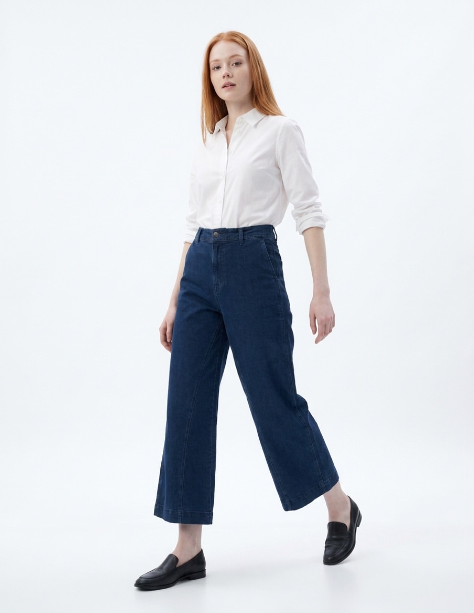 Jeans wide leg cintura alta AEROD-310 para mujer 3