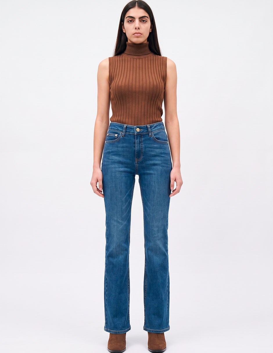 Jeans flare corte cintura alta para mujer