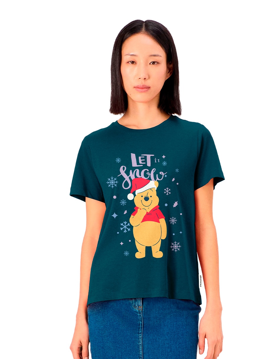 Playera manga corta winnie pooh cuello redondo para mujer