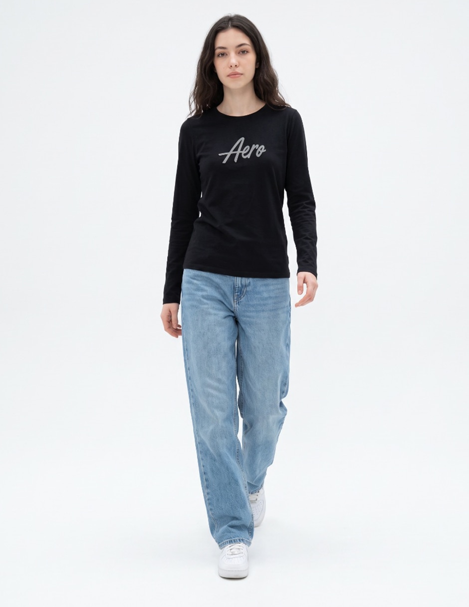 Playera manga larga cuello redondo para mujer Playera manga larga cuello redondo para mujer