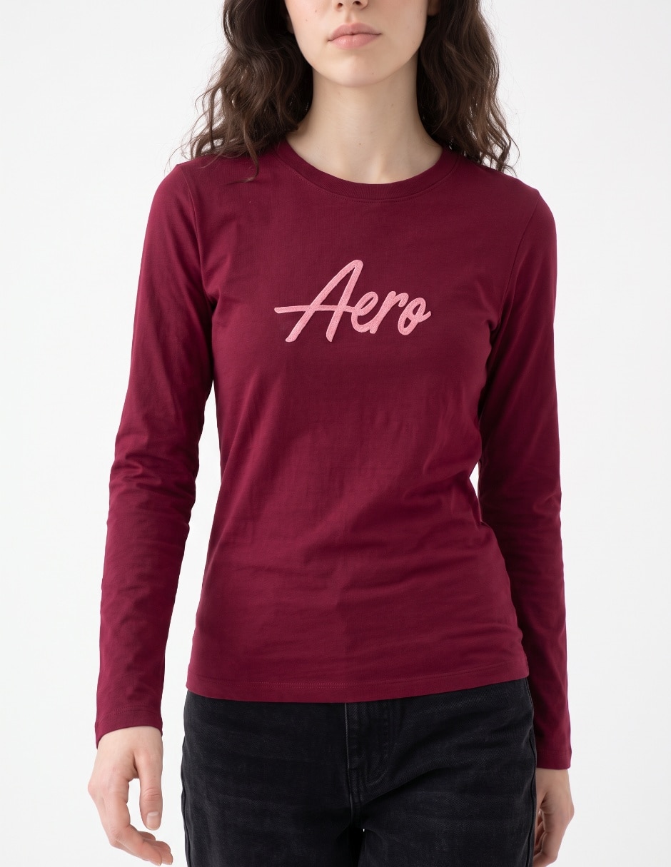 Playera manga larga cuello redondo para mujer 4