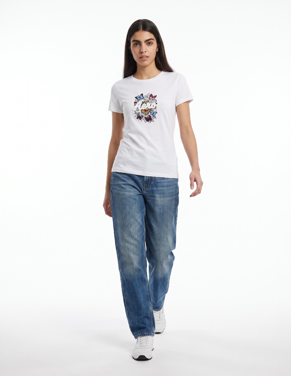 Playera manga corta cuello redondo para mujer Playera manga corta cuello redondo para mujer