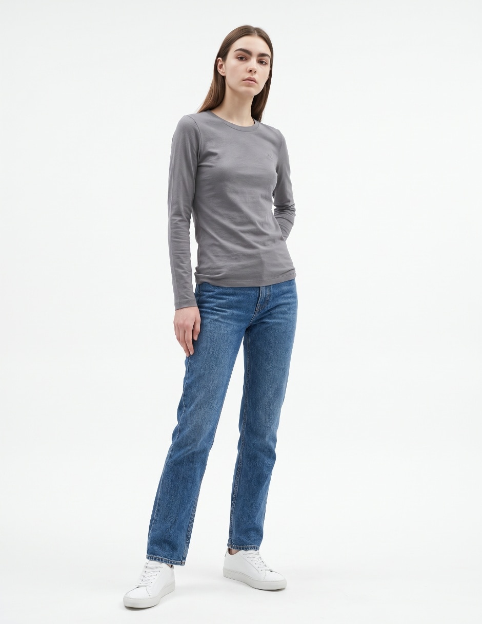 Playera manga larga cuello redondo para mujer 3