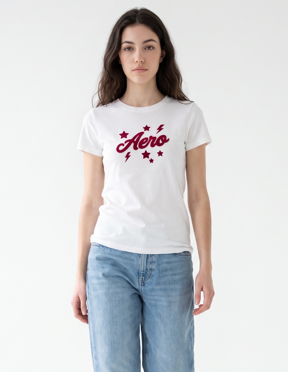 Playera manga corta cuello redondo para mujer
